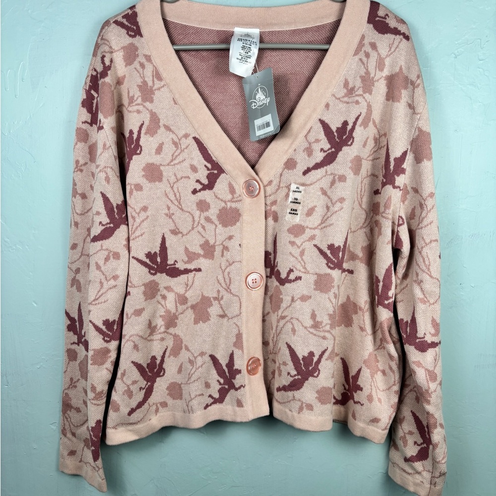 Disney Women's Pink Tinkerbell Floral Sweater